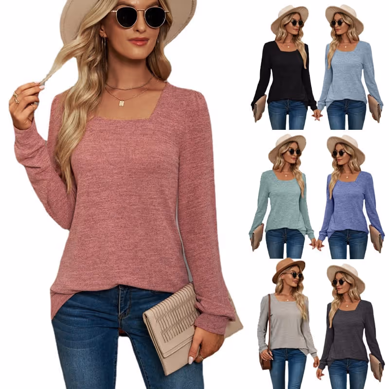 Autumn and winter new fashion U -shaped loose casual top