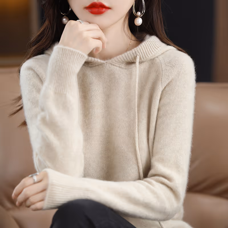 Women Solid Color Outerwea Knit Hoodie-Your winter closet essentials
